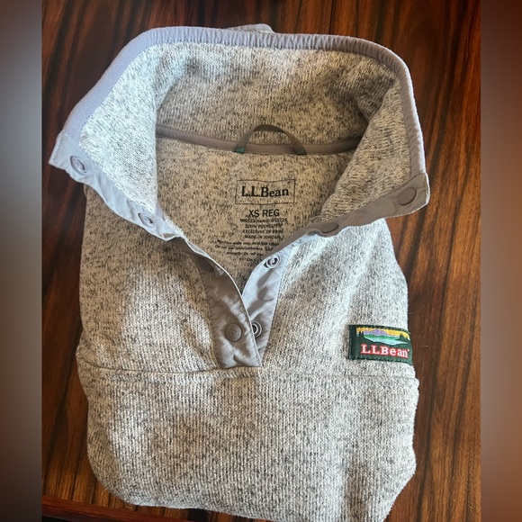 XS ll bean women sweater fleece pullover Heather grey - Picture 2 of 9